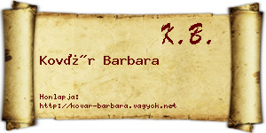 Kovár Barbara névjegykártya
