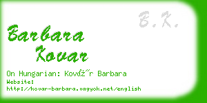 barbara kovar business card